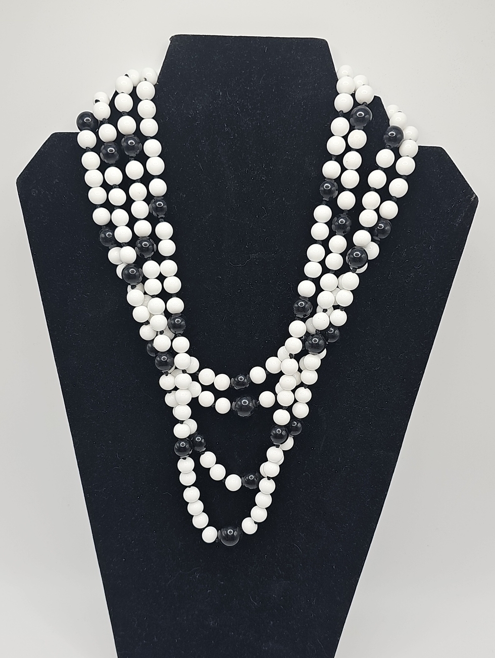 Monet Vintage Classic Black and White Multi-Strand Beaded Necklace. With Tag.